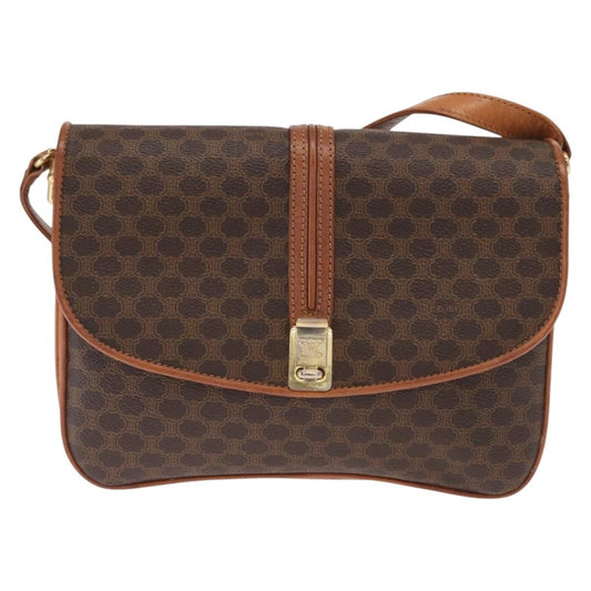 Celine Vintage Macadam Shoulder Bag Canvas and Leather, BROWN, CANVAS, Shoulder bag