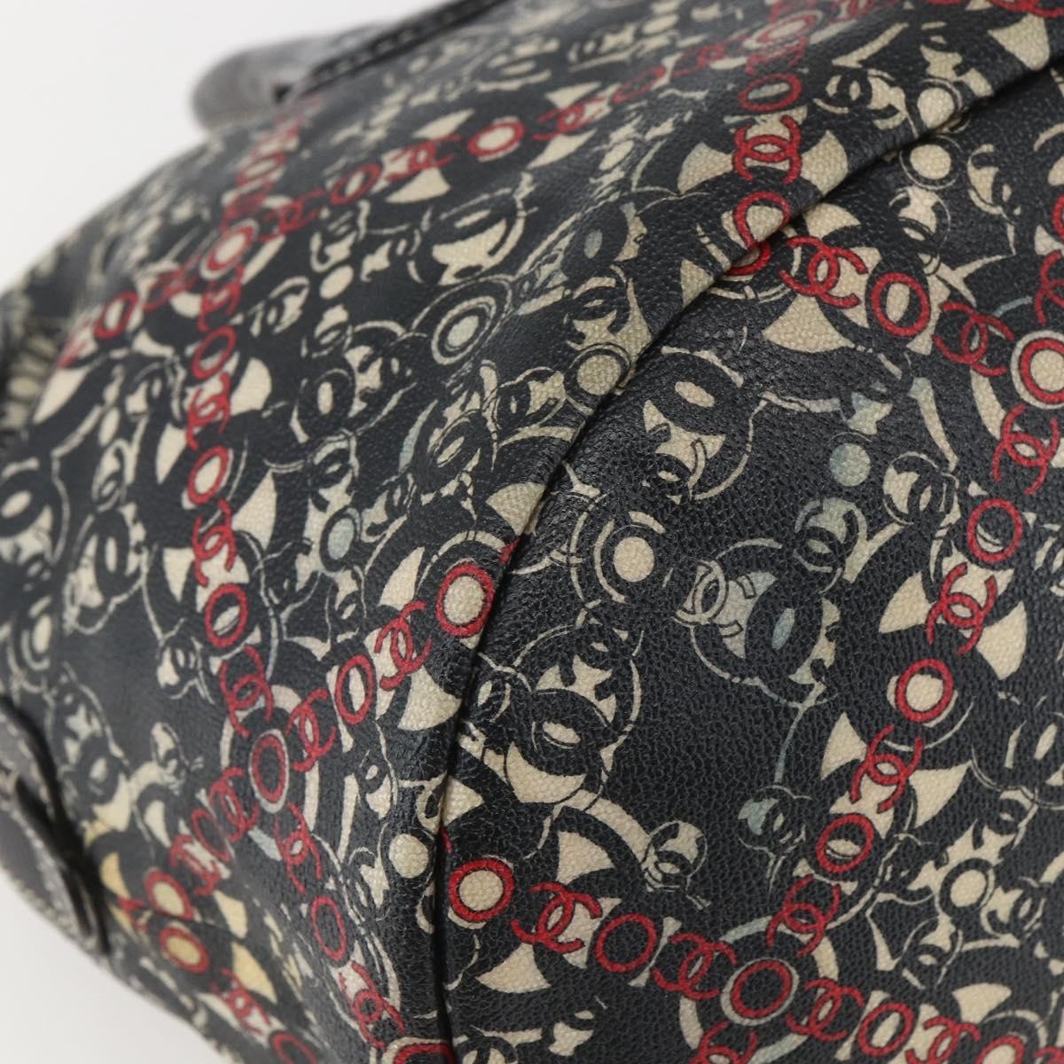 Chanel Optic Coco Bowler Bag Printed Coated Canvas with Caviar, BLACK, PVC, Travel bag