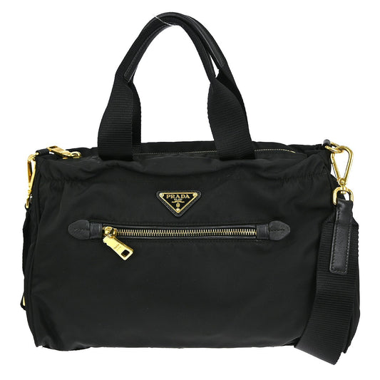 Prada Zip Convertible Shopping Tote Tessuto with Saffiano Leather, BLACK, NYLON, Tote bag