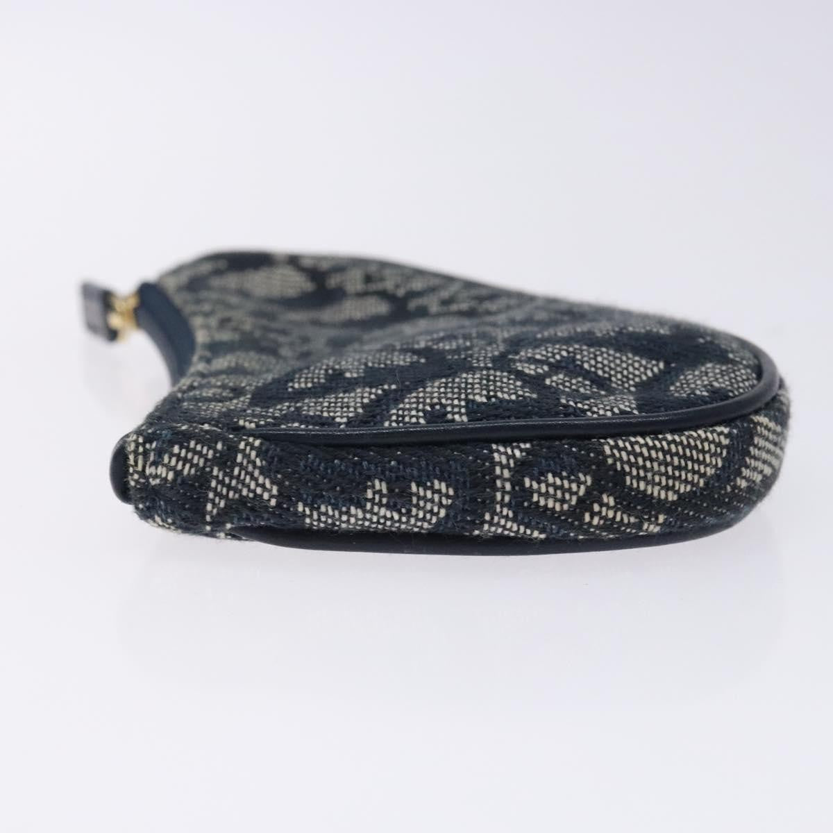 Christian Dior Vintage Saddle Zip Coin Purse Diorissimo Canvas, NAVY, CANVAS, Clutche & pouche