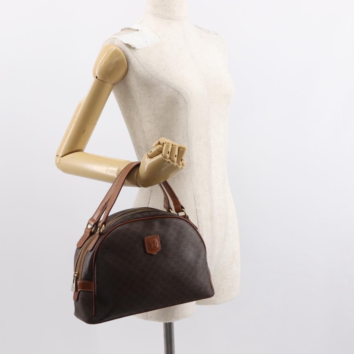 Celine Vintage Macadam Handbag Canvas and Leather, BROWN, CANVAS, Handbag