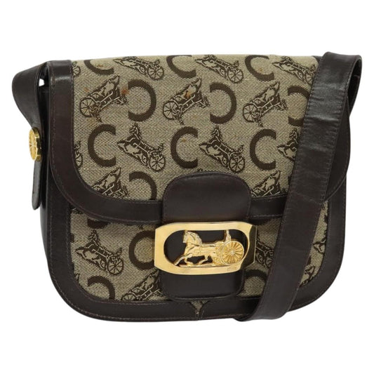 Celine C Sulky Shoulder bag Canvas and Leather, BEIGE, CANVAS, Shoulder bag