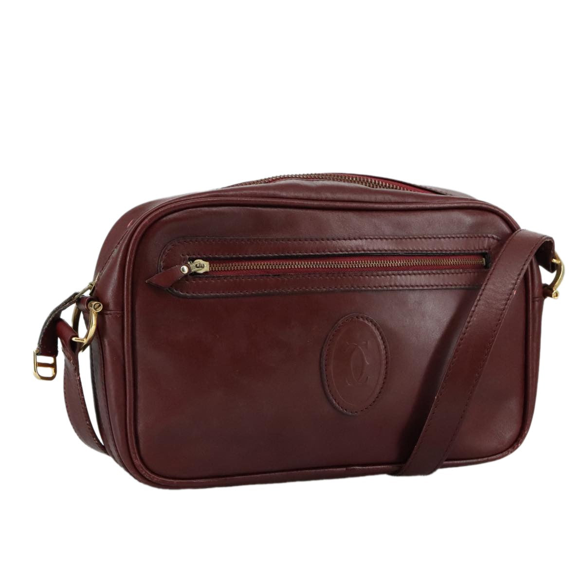 cartier Must de Cartier Shoulder Bag Leather, Burgundy, Leather, Shoulder Bag