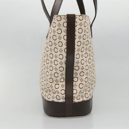 Celine Vintage Macadam Shopper Tote Leather, GOLD, CANVAS, Tote bag