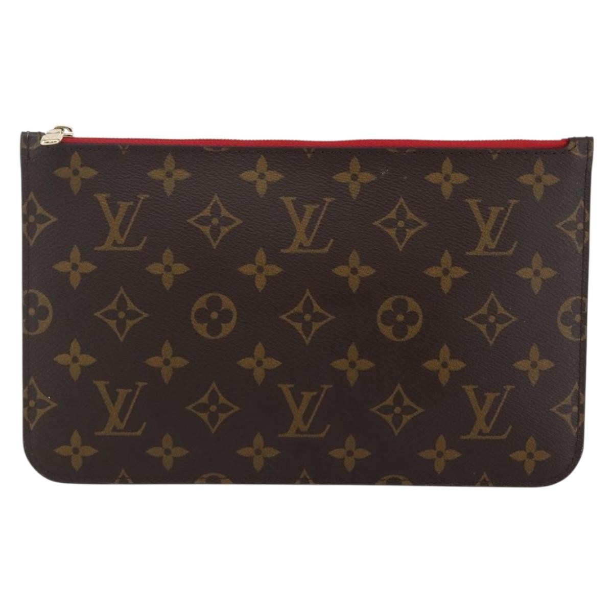 Louis Vuitton Neverfull Pochette Monogram Canvas, BROWN, CANVAS, Tote bag