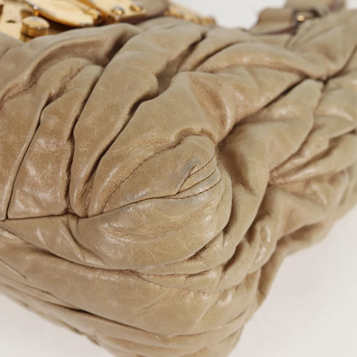 Miu Miu Coffer Convertible Satchel Leather, BEIGE, LEATHER, Handbag