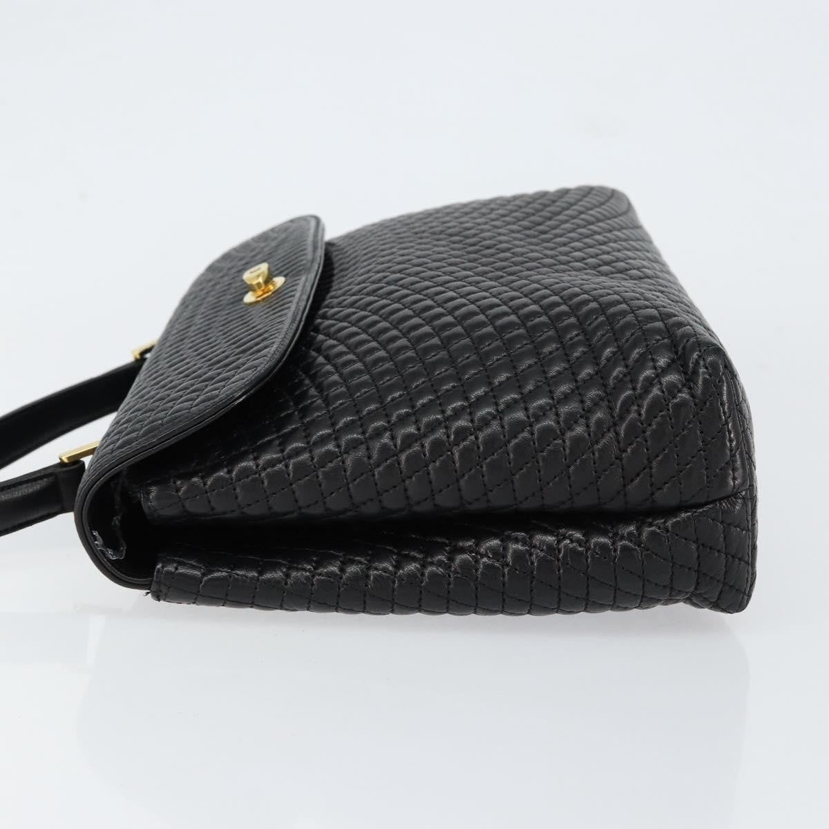 Bally Vintage Handbag Quilted Leather, BLACK, LEATHER, Handbag