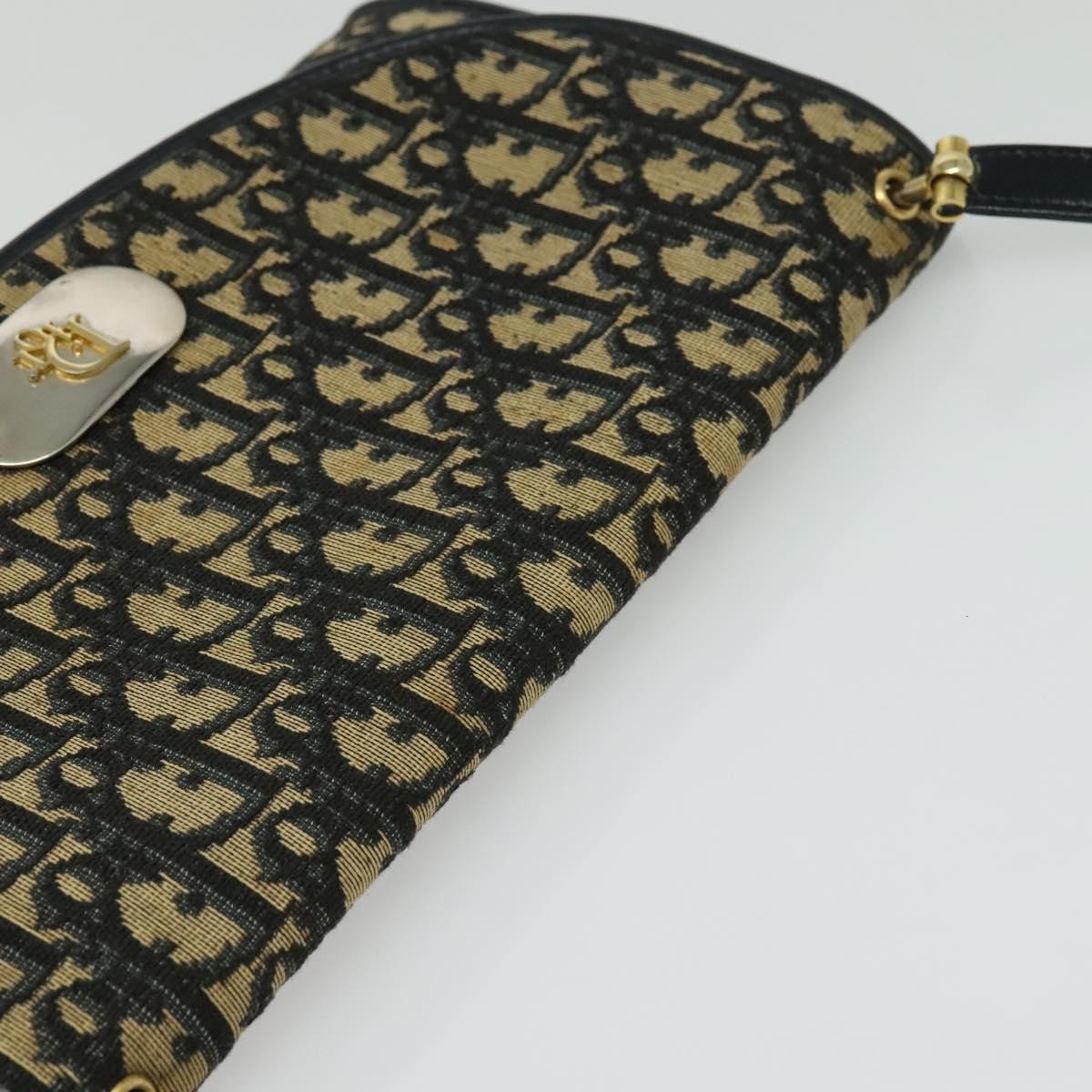 Christian Dior Vintage Trotter Flap Shoulder Bag Diorissimo Canvas, NAVY, CANVAS, Shoulder bag