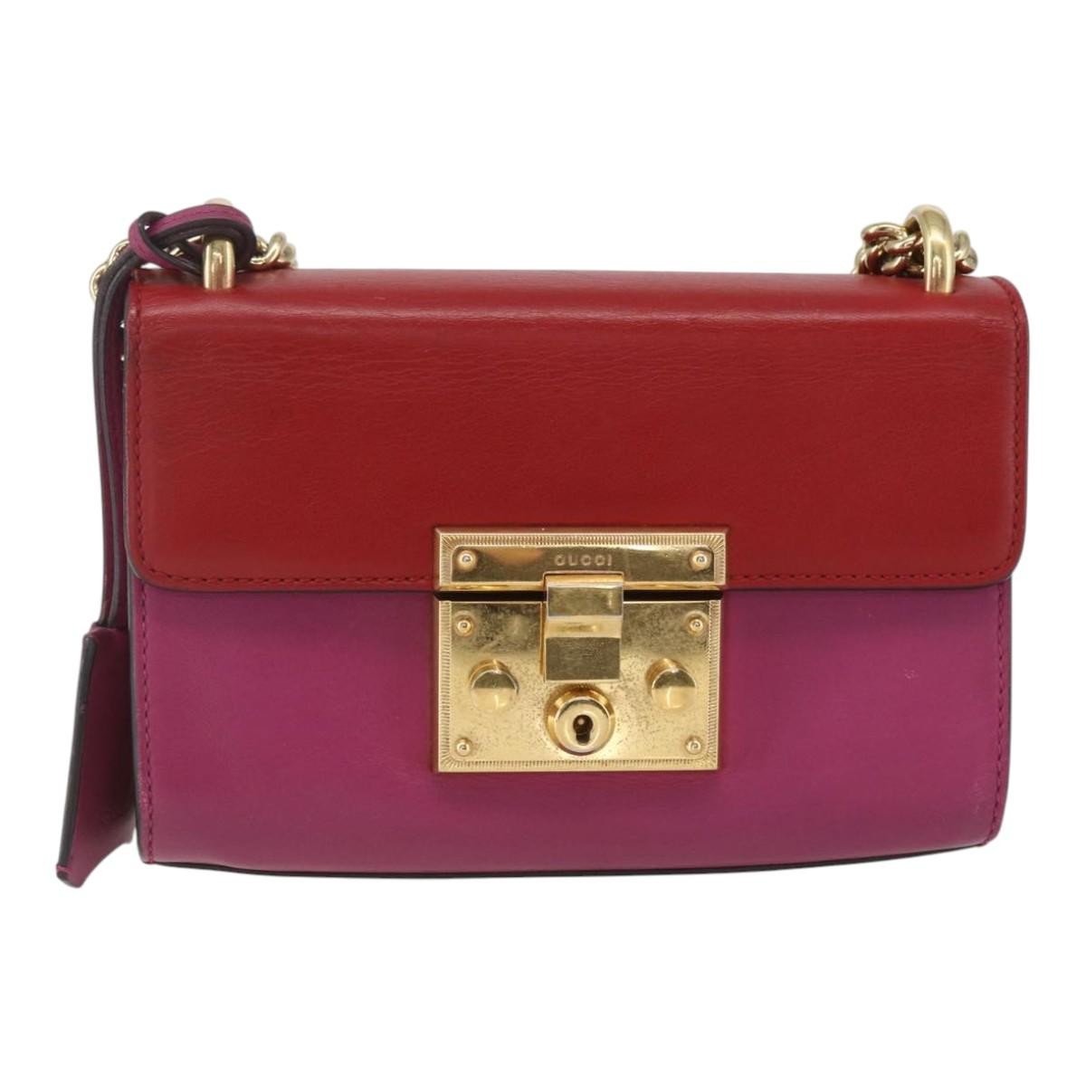 Gucci Padlock Shoulder Bag Leather, RED, LEATHER, Shoulder bag
