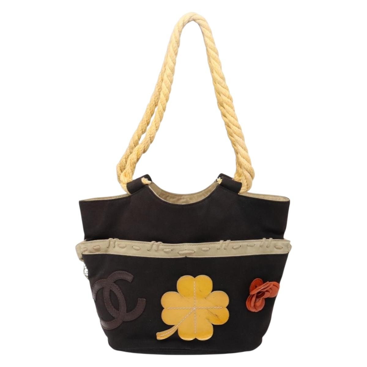 Chanel Camellia Flower Tote Canvas, BLACK, CANVAS, Tote bag