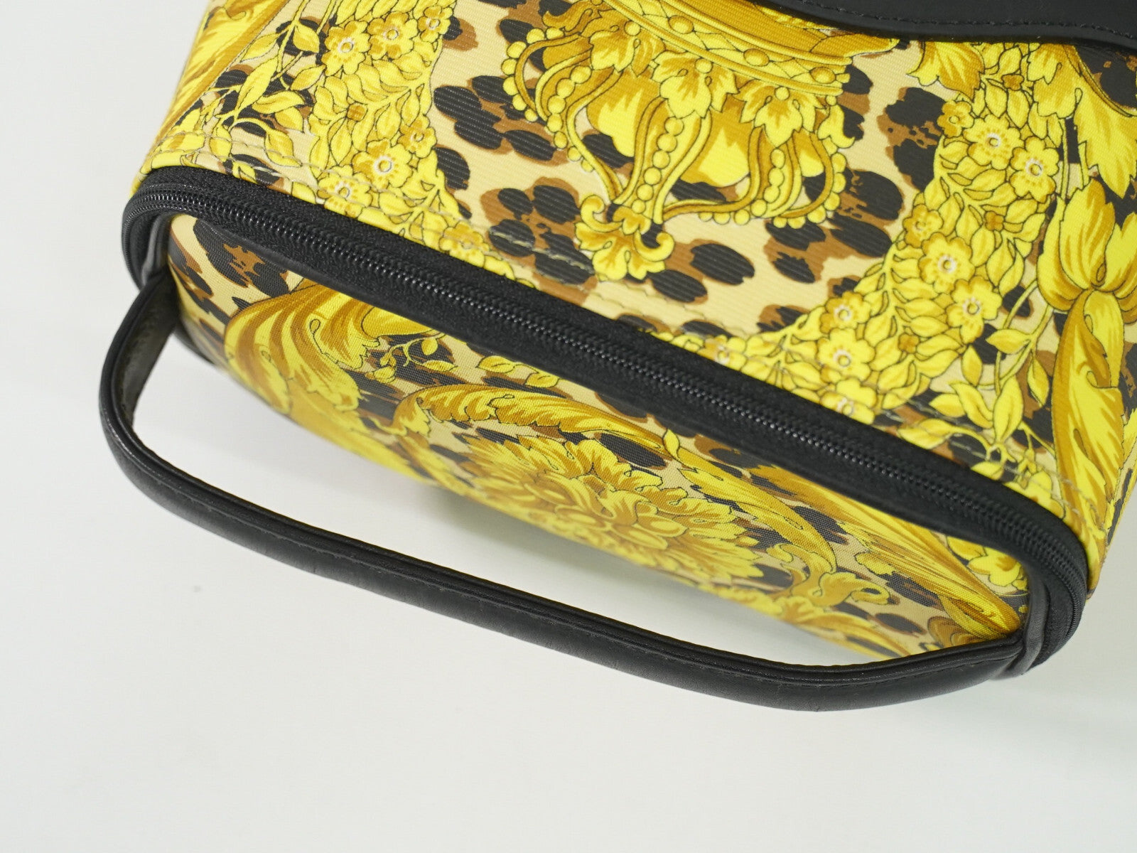 Versace Vanity Hand Bag Canvas and Leather, YELLOW, PVC, Handbag