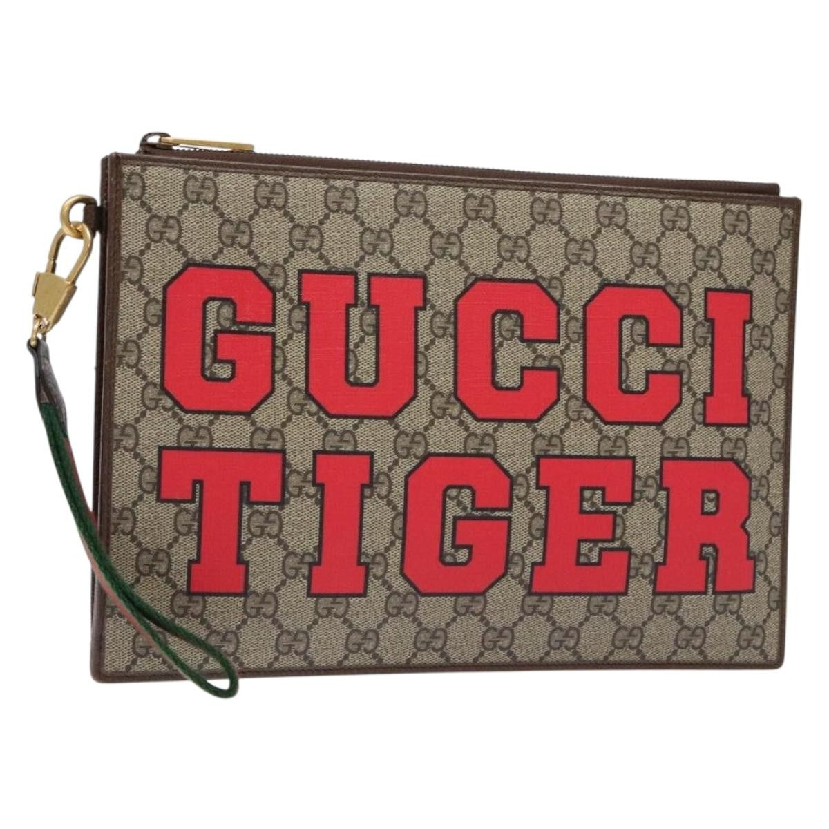 Gucci GG Marmont Pouch Coated Canvas, BEIGE, PVC, Clutche & pouche