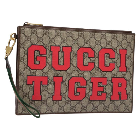Gucci GG Marmont Pouch Coated Canvas, BEIGE, PVC, Clutche & pouche
