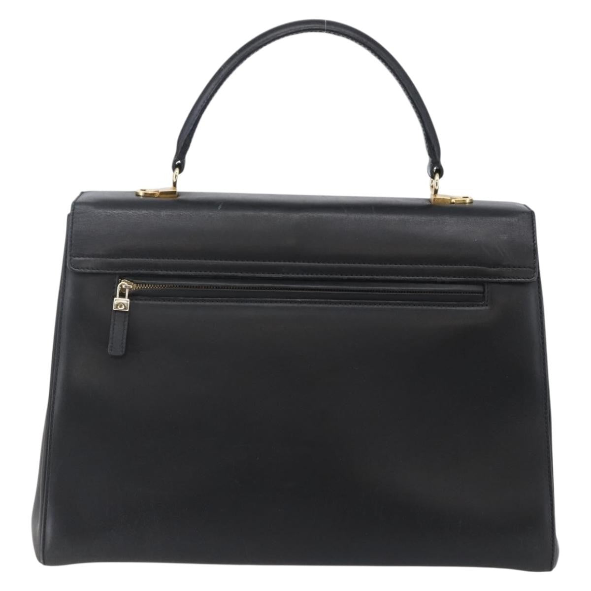 Salvatore Ferragamo Gancini handbag Leather, BLACK, LEATHER, Handbag