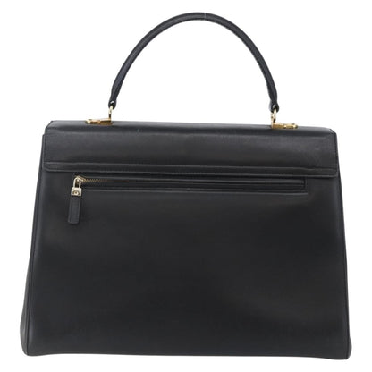 Salvatore Ferragamo Gancini handbag Leather, BLACK, LEATHER, Handbag