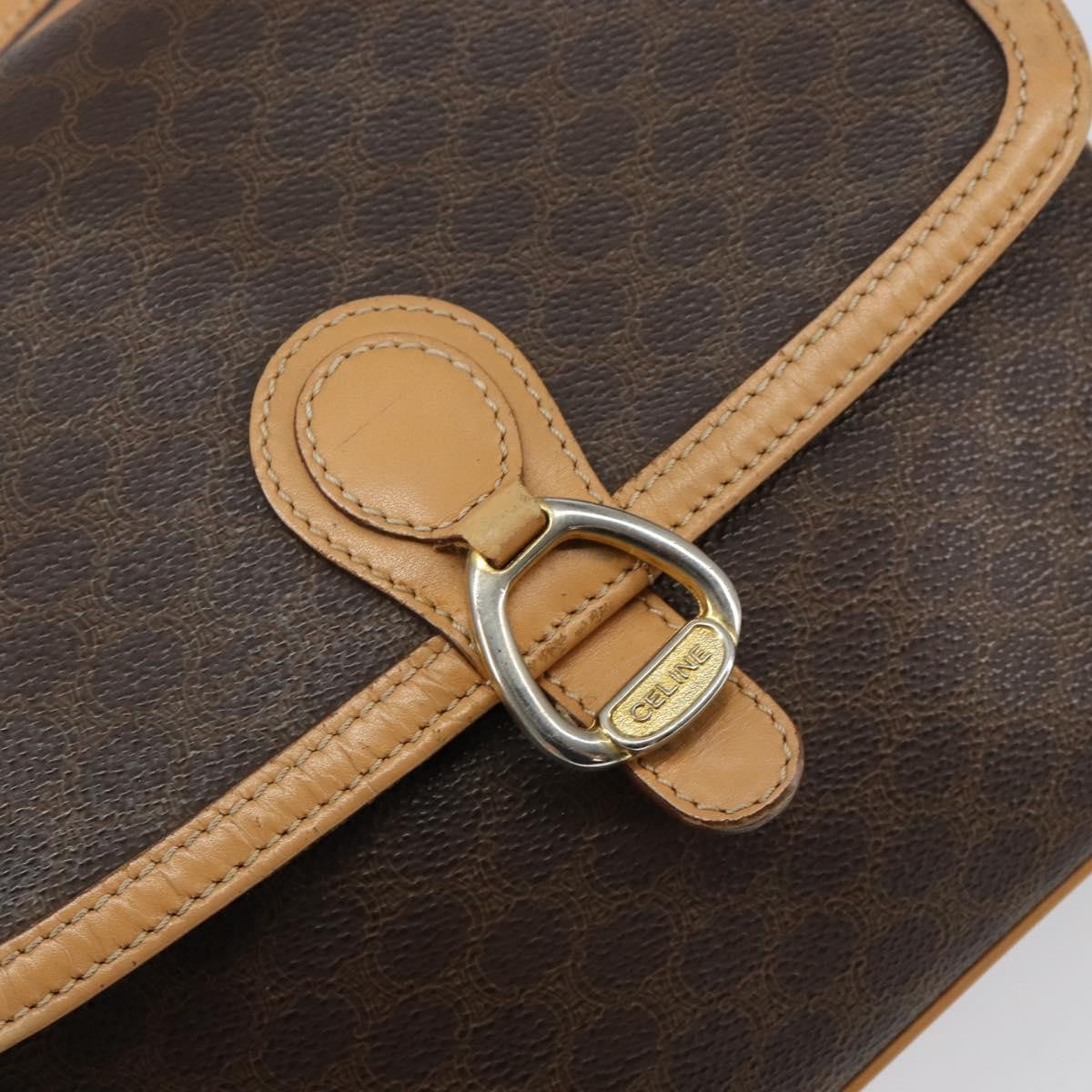 Celine Vintage Macadam Shoulder Bag Canvas and Leather, BROWN, CANVAS, Shoulder bag