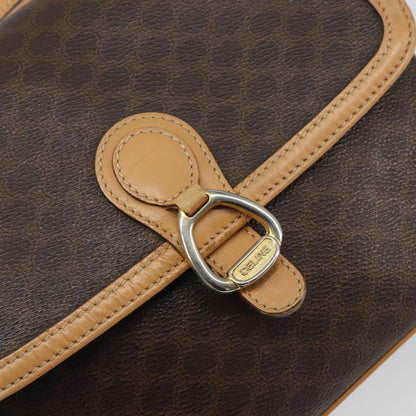Celine Vintage Macadam Shoulder Bag Canvas and Leather, BROWN, CANVAS, Shoulder bag