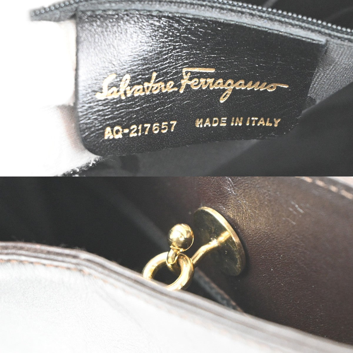 Salvatore Ferragamo Gancini Shoulder Bag Leather, Brown, Leather, Shoulder Bag