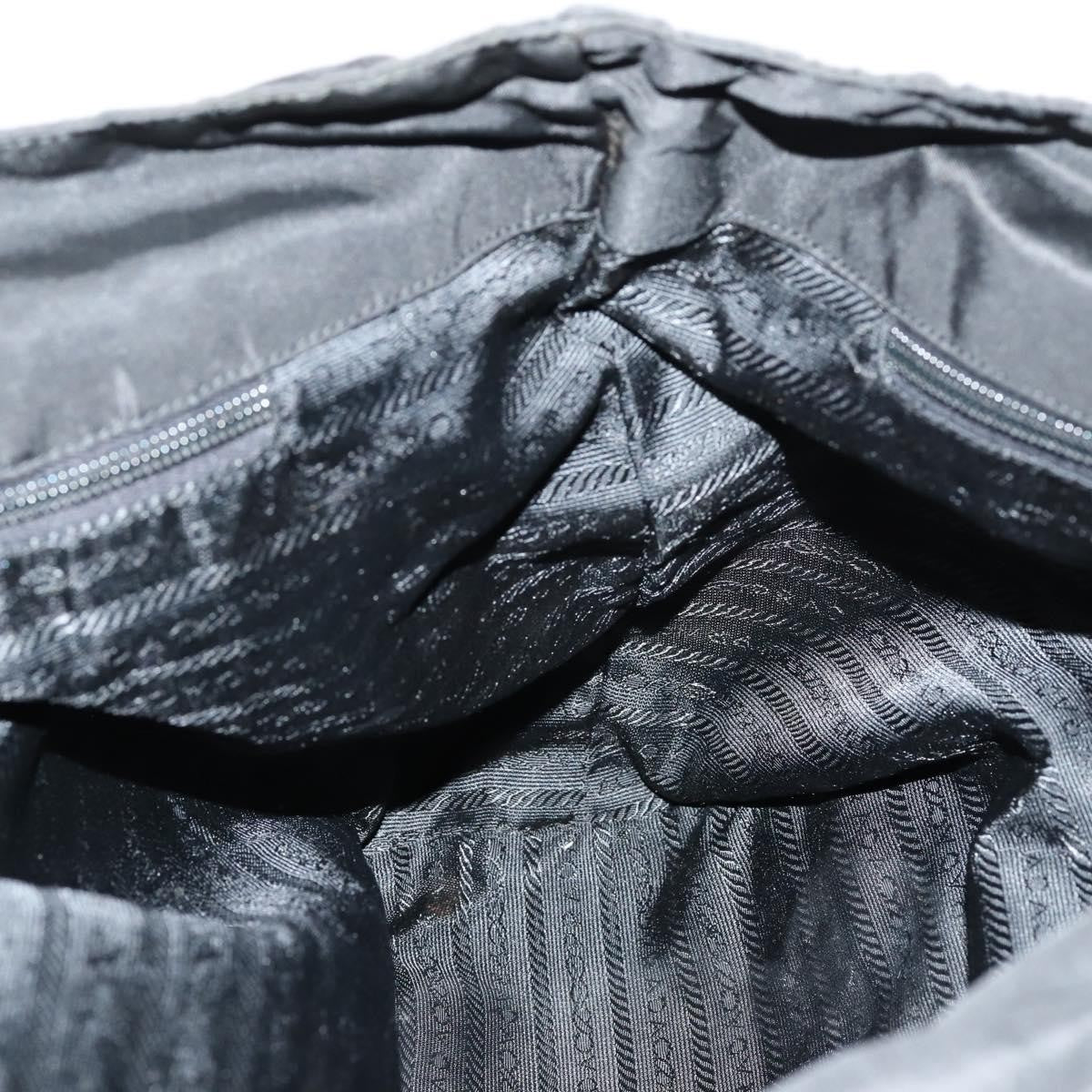 Prada Convertible Metal Handle Satchel Quilted Tessuto, BLACK, NYLON, Tote bag