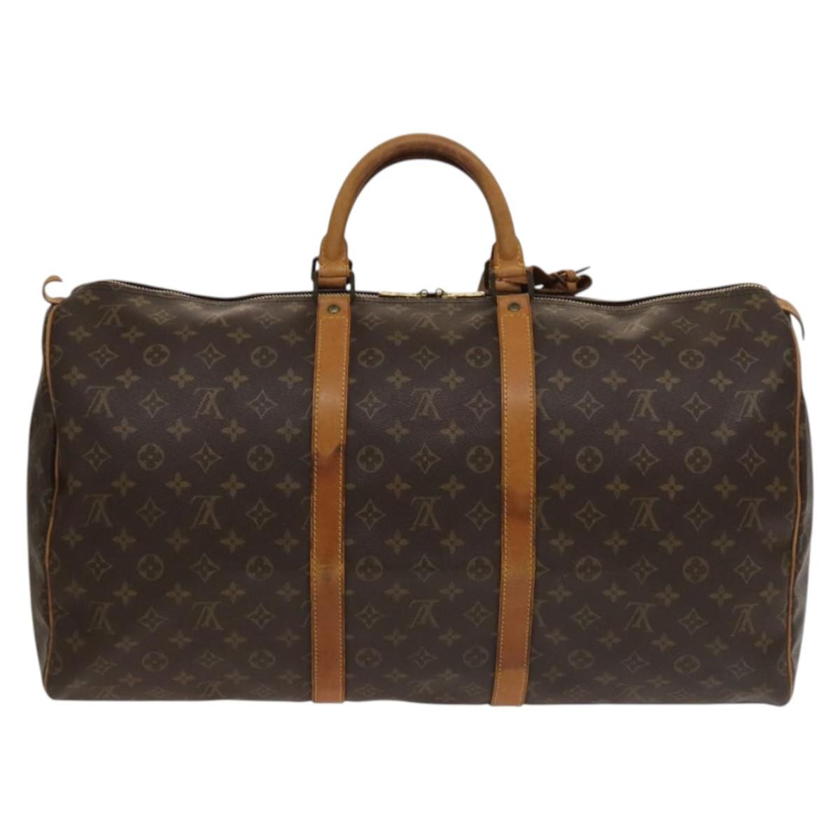Louis Vuitton Keepall Bag Monogram Canvas, BROWN, CANVAS, Travel bag