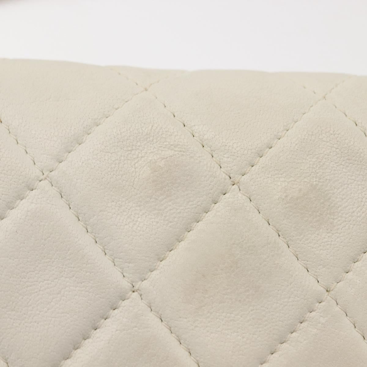 Chanel Full Flap Wallet on Chain Quilted Lambskin, WHITE, LEATHER, Clutche & pouche
