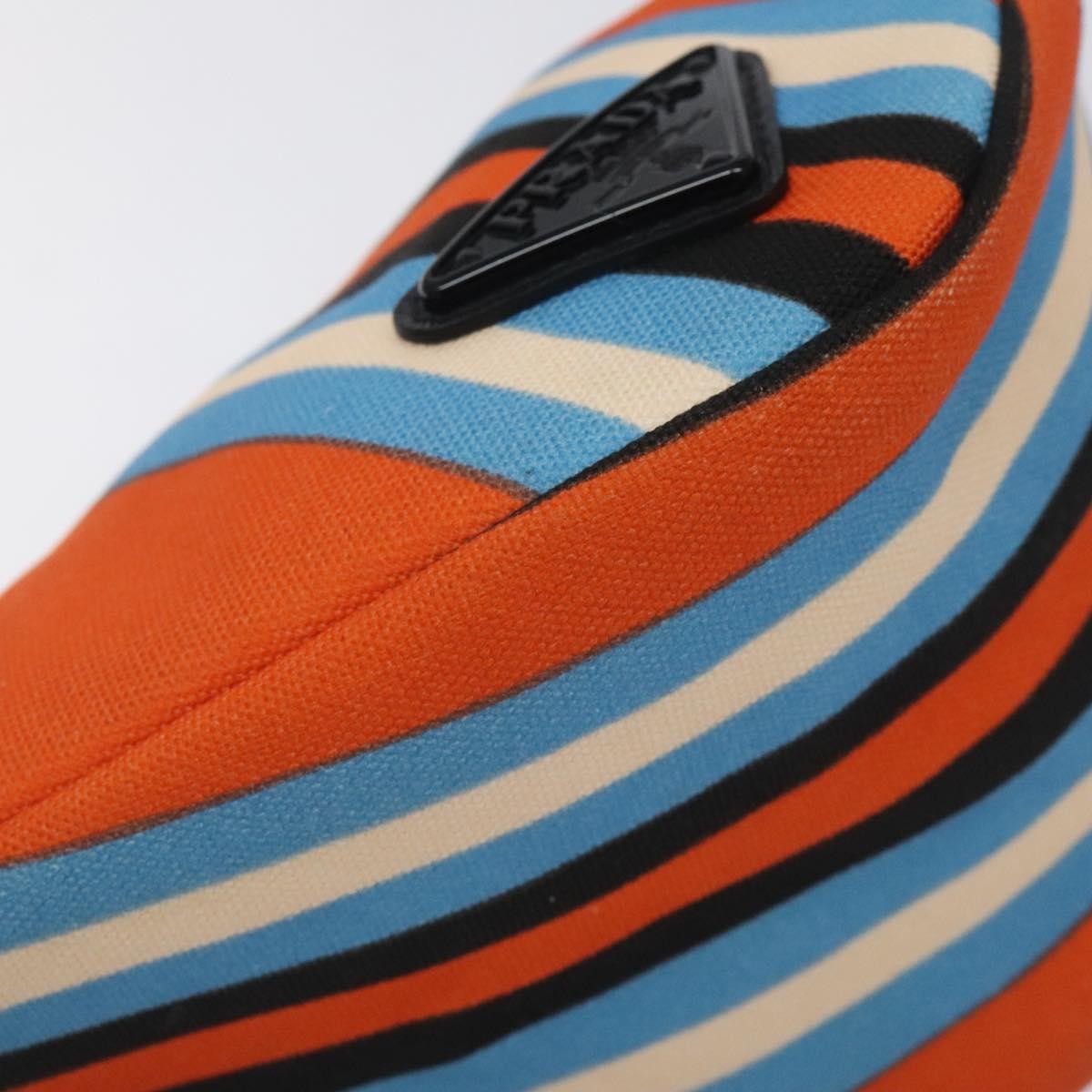 Prada Triangle Logo Wristlet Pouch Canvas, ORANGE, CANVAS, Clutche & pouche