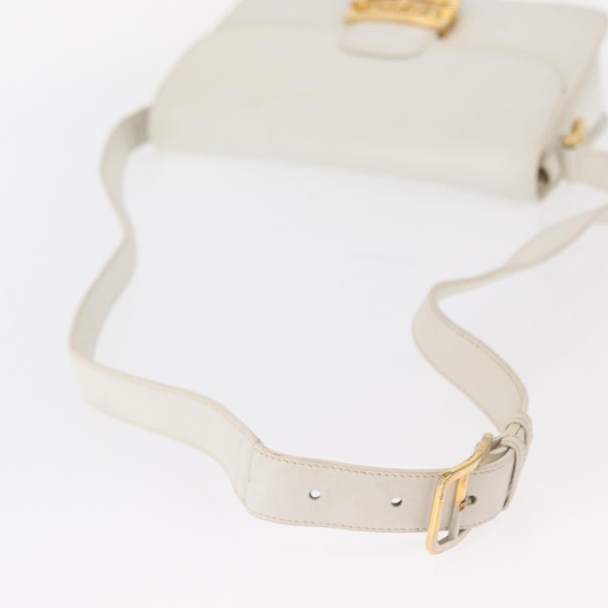 Celine Vintage Shoulder Bag Leather, WHITE, LEATHER, Shoulder bag