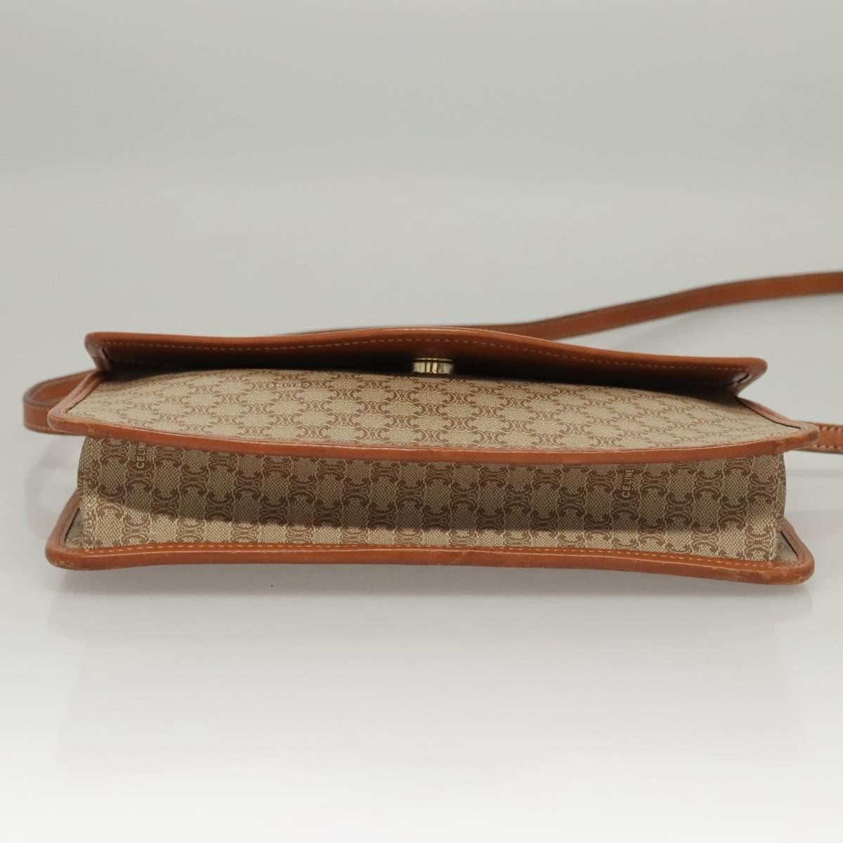 Celine Vintage Macadam Shoulder Bag Canvas and Leather, BEIGE, CANVAS, Shoulder bag