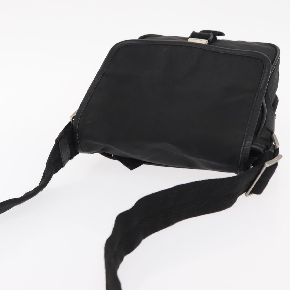 Prada Logo Flap Messenger Bag Tessuto, BLACK, NYLON, Shoulder bag