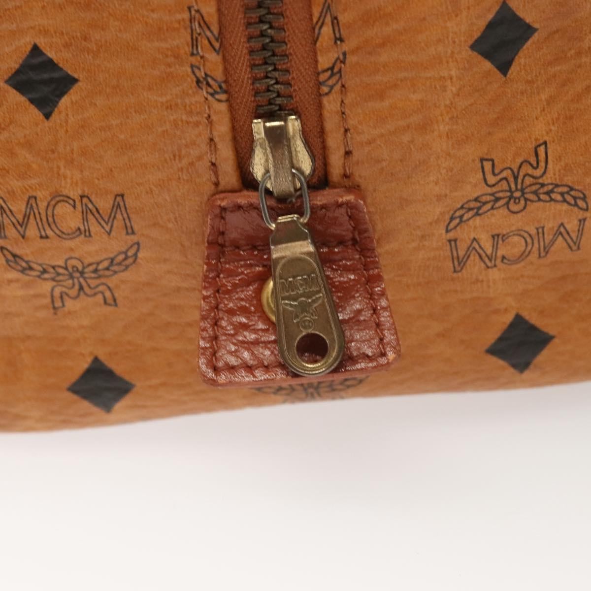 MCM Visetos Handbag Canvas and Leather, BROWN, CANVAS, Handbag