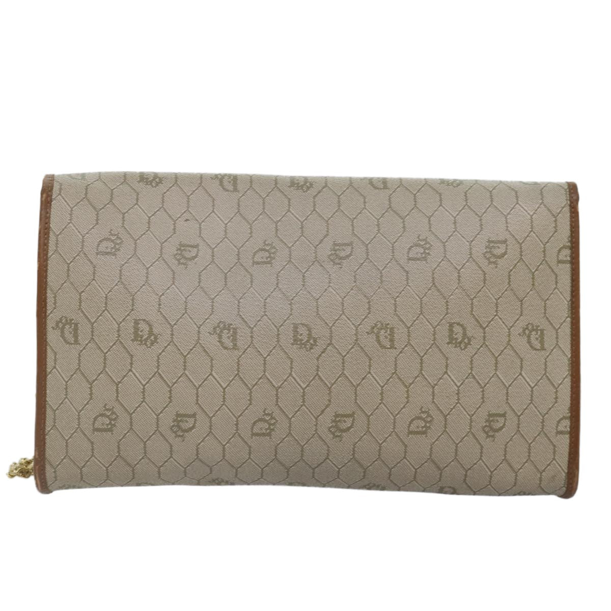 Christian Dior Vintage Honeycomb chain Canvas, BEIGE, PVC, Shoulder bag