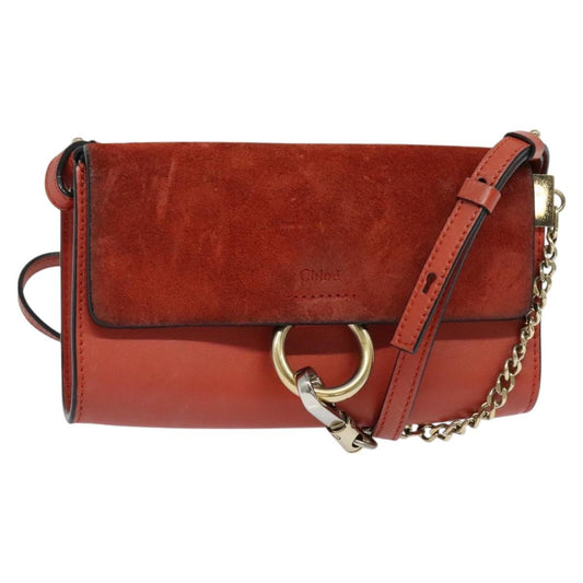 Chloe Faye Crossbody Leather and Suede, RED, SUEDE, Shoulder bag