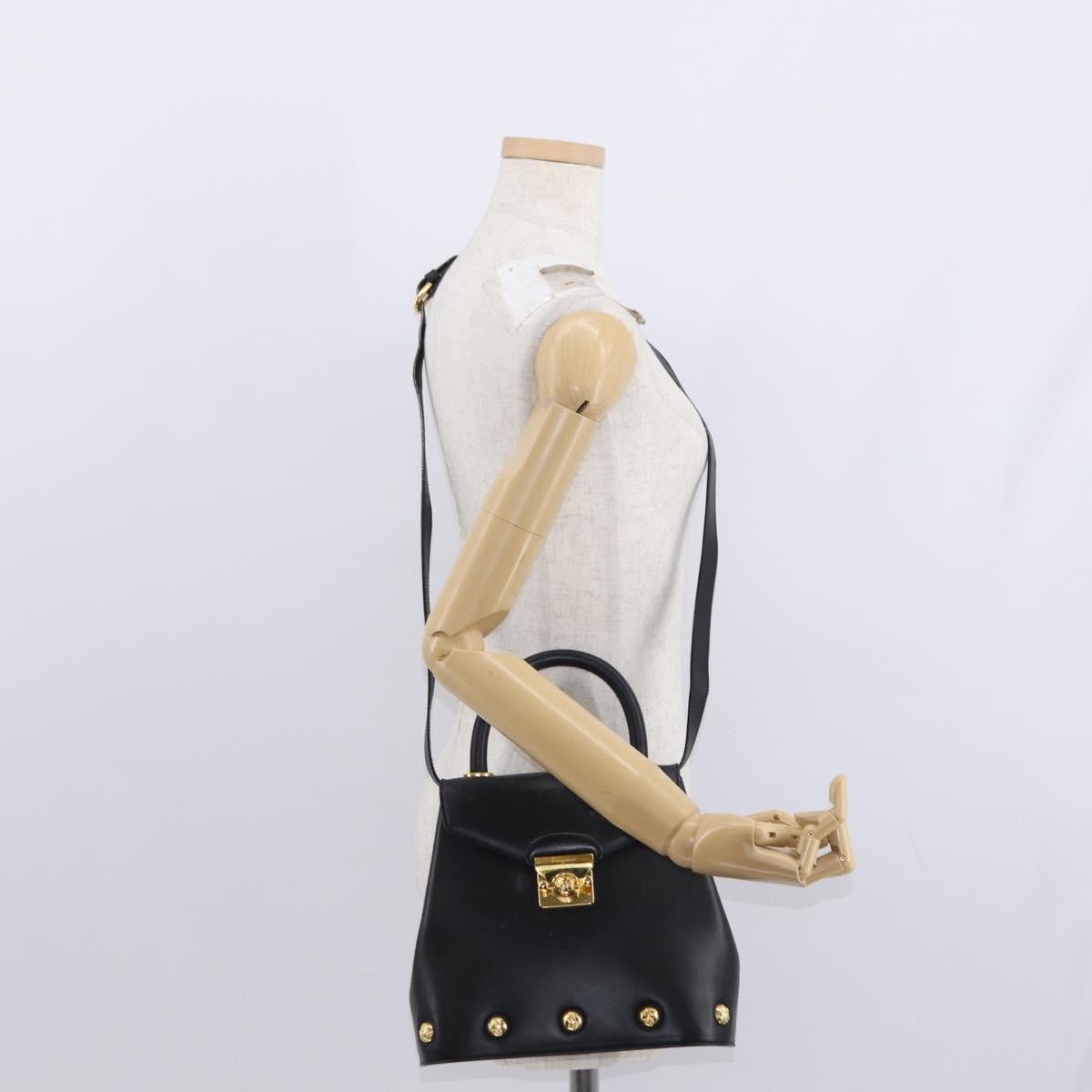 Salvatore Ferragamo Vintage Handbag Leather, BLACK, LEATHER, Handbag