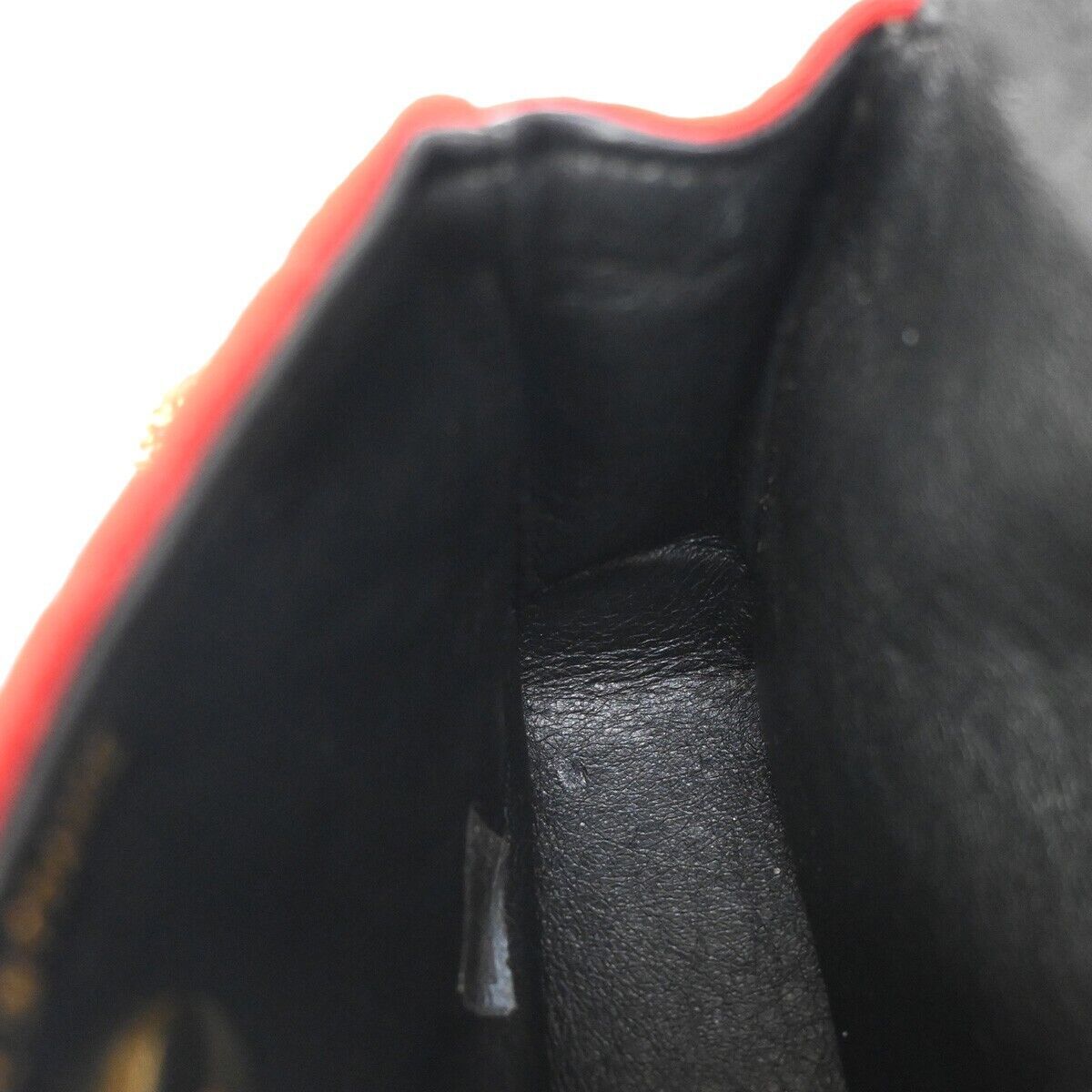 Chanel Vintage Clutch Pleated Leather, RED, CANVAS, Shoulder bag