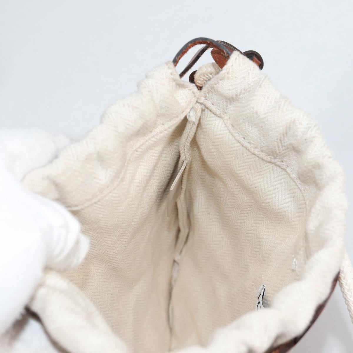 Loewe Anagram Drawstring Bucket Crossbody Bag Leather with Canvas, BEIGE, LEATHER, Crossbody bag