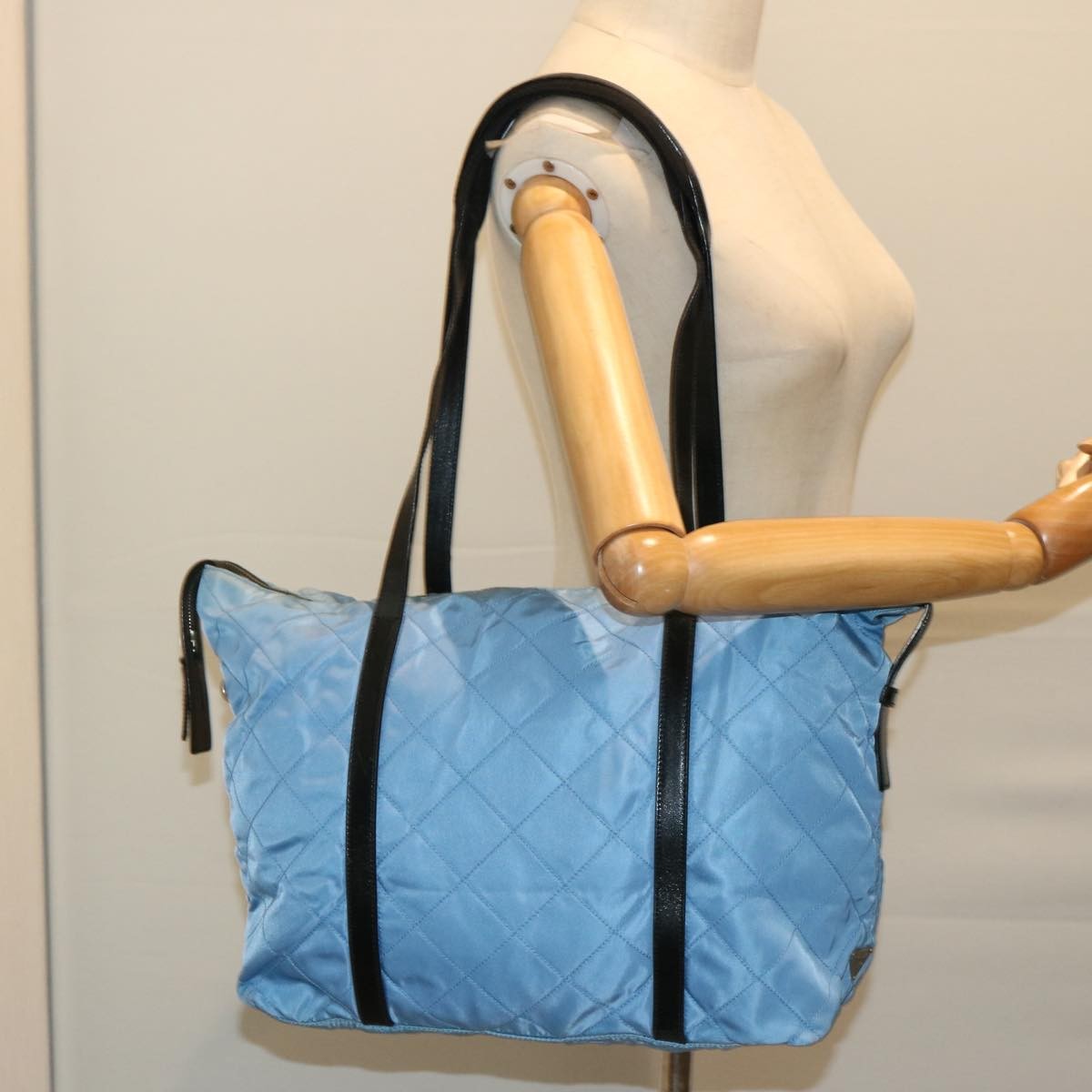 Prada Vintage Zip Tote Tessuto, BLUE, NYLON, Tote bag
