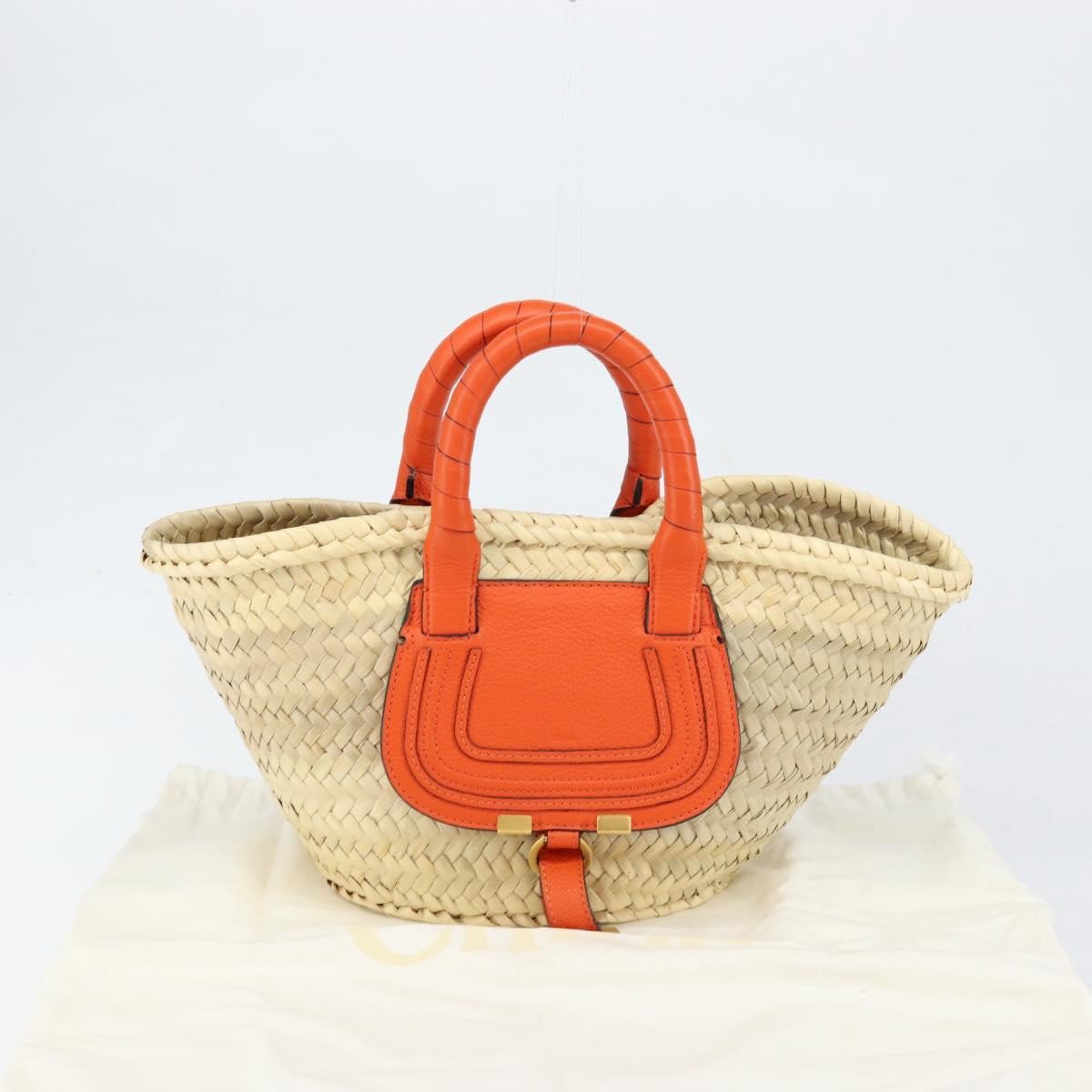 Chloe Marcie Basket Bag Raffia and Leather, BEIGE, WICKER, Handbag