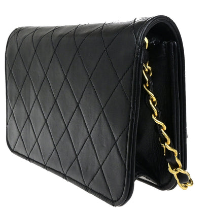 Chanel Wallet on Chain Stitched Leather, BLACK, LEATHER, Clutche & pouche