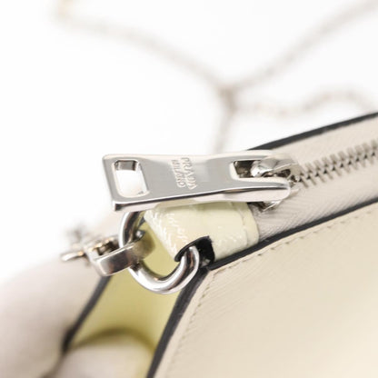 Prada Chain Crossbody Bag Vernice Saffiano Leather, WHITE, LEATHER, Shoulder bag