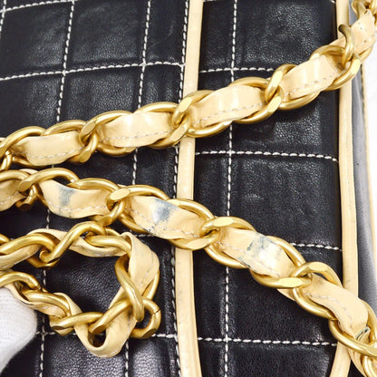 Chanel Chocolate Bar Mademoiselle Flap Bag Quilted Leather, BLACK, LEATHER, Shoulder bag