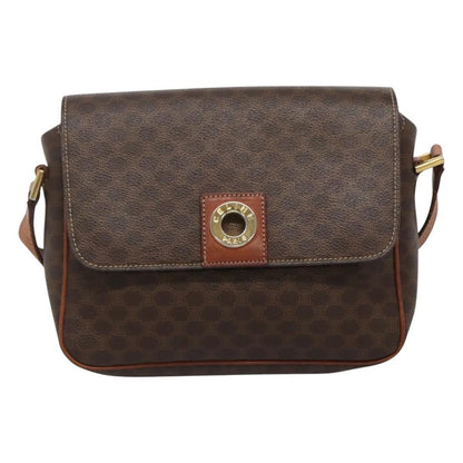 Celine Vintage Macadam Shoulder Bag Canvas and Leather, BROWN, CANVAS, Shoulder bag