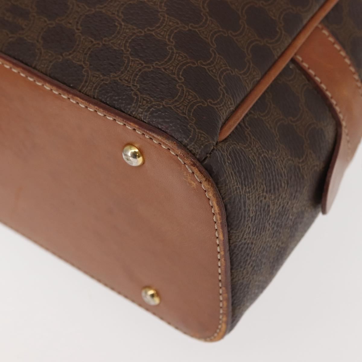 Celine Vintage Macadam Handbag Canvas and Leather, BROWN, CANVAS, Handbag