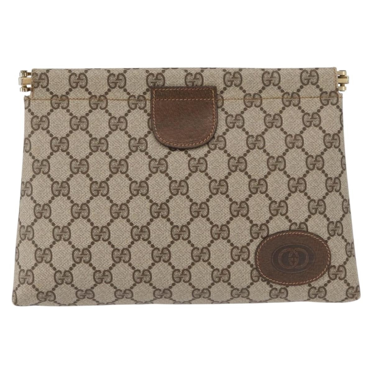 Gucci GG Supreme Clutch bag PVC, BEIGE, PVC, Clutche & pouche