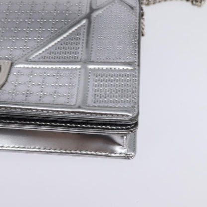 Christian Dior Diorama Wallet on Chain Metallic Distressed Calfskin, SILVER, LEATHER, Wallets