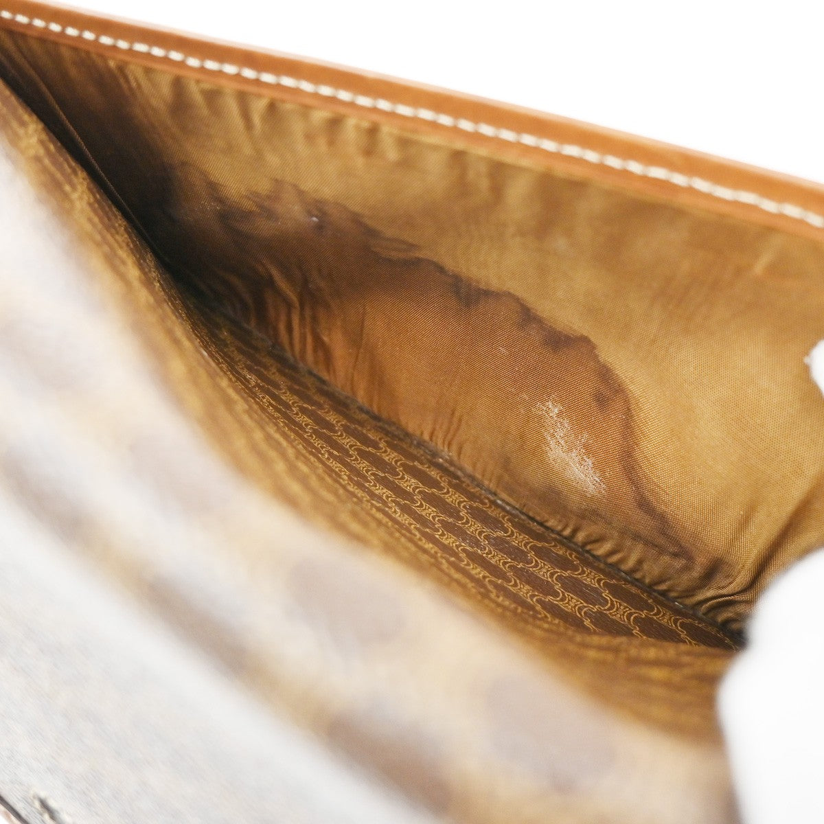 Celine Macadam Shoulder Bag Leather, BROWN, LEATHER, Shoulder bag