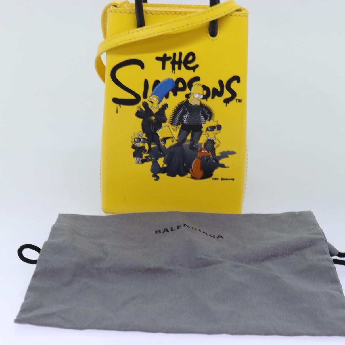 Balenciaga The Simpsons Shopping Tote Printed Leather, YELLOW, LEATHER, Tote bag