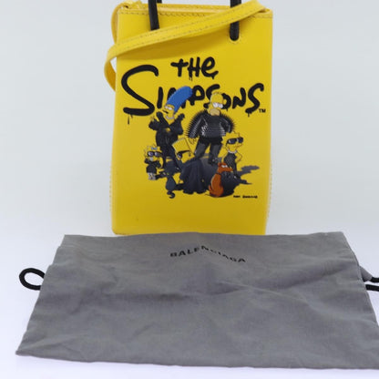 Balenciaga The Simpsons Shopping Tote Printed Leather, YELLOW, LEATHER, Tote bag