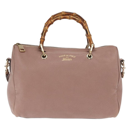 Gucci Bamboo Shopper Tote Leather, PINK, LEATHER, Handbag