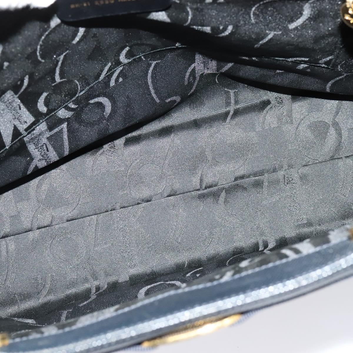 Salvatore Ferragamo Vintage Vara Bow Tote Lizard Embossed Leather, NAVY, LEATHER, Tote bag