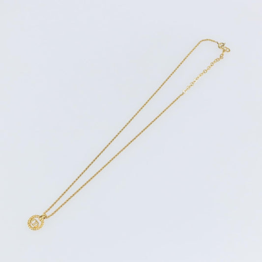 Christian Dior CD Round Pendant Necklace Metal, Gold, Metal, Necklace